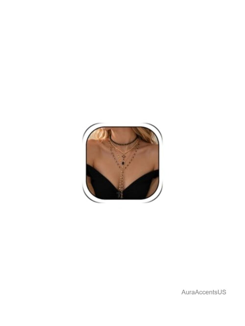 Gothic Cross Necklace Women Layered Black Beaded Y-Shaped Lariat Pendant